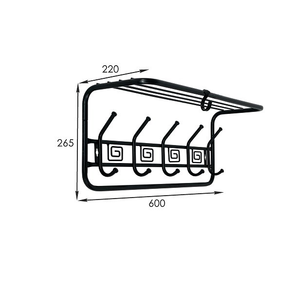 Вешалка настенная с полкой 5 крючков