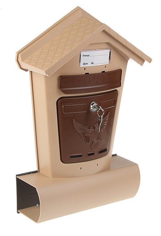 Ящик почтовый с замком декор, пластиковый, коричневый
