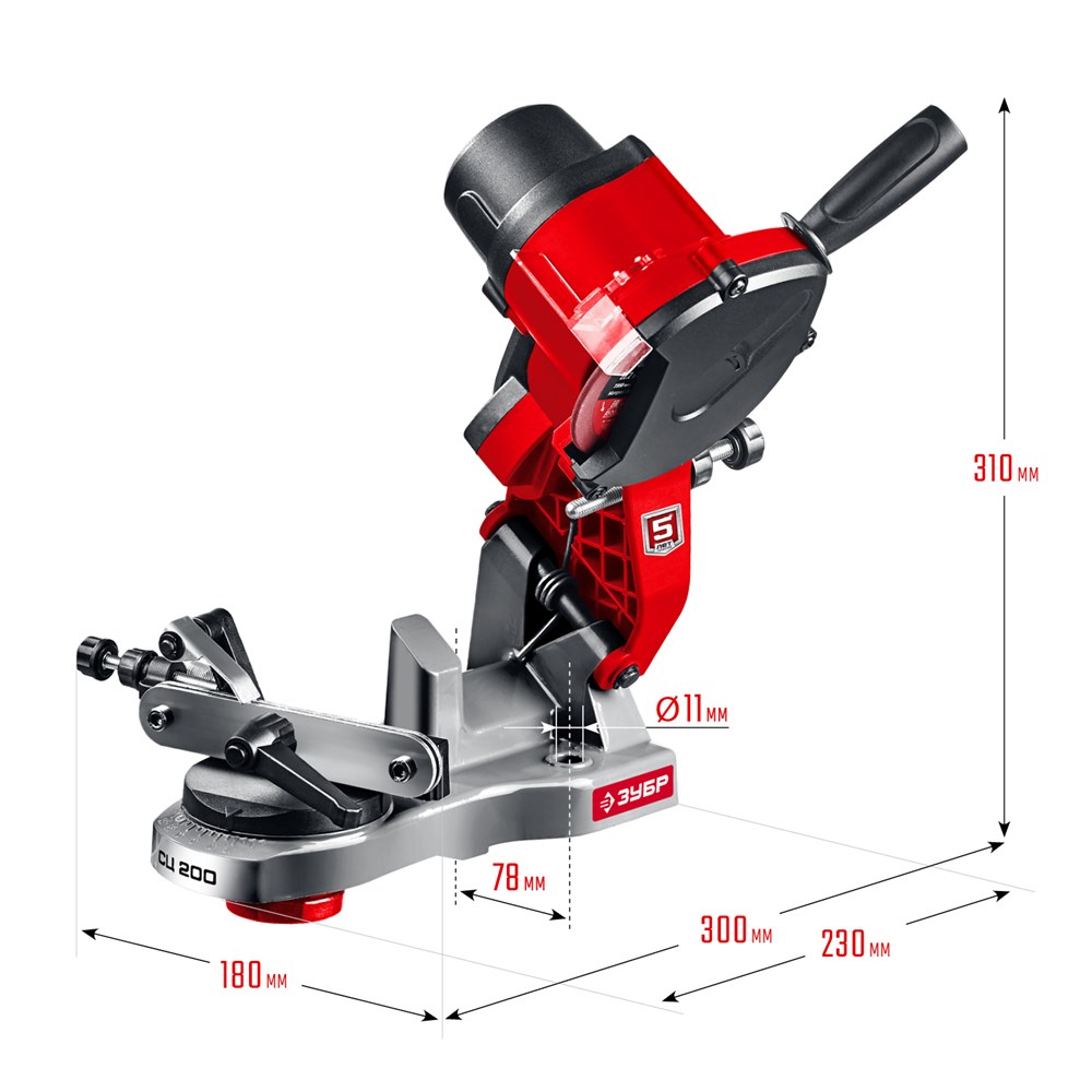Магазин ХОЗЯИН - Станок заточной Зубр СЦ-200 для пильных цепей, диаметр  104мм, 90Вт