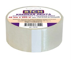 Лента клейкая (скотч) RICH 115121, 48ммx200м, упаковочная, прозрачная 6754 - фото 103381