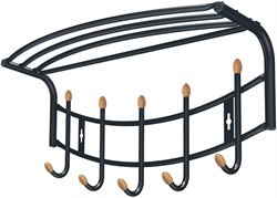 Вешалка настенная NIKA ВНП4, с полкой, 235х300х525мм, 5 крючков, стальная, черная 70429 - фото 103834