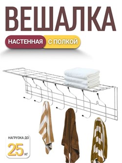Вешалка настенная ТНП-11.3, с полкой, 210х235х945, 7 крючков, стальная, оцинкованная 85758
