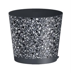 Горшок для цветов Stone Flower IDIland 221607035/01, 4л, диаметр 200мм, пластиковый, серый, с дренажной вставкой 88591 - фото 105125