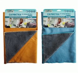 Салфетка для уборки CELLTIX E1M, 30x60см, 500г/м2, супервпитывающая, 2-сторонняя (искуственная замша+универсальная), микрофибра, микс 90662 - фото 105398