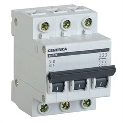 Выключатель автоматический GENERICA ВА 47-29, трехполюсный 3Р, 16А, 4.5кА, тип С 14130 - фото 105734