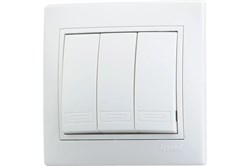 Выключатель LEZARD MIRA 701-0202-109, трехклавишный, встраиваемый, белый 32636 - фото 106092