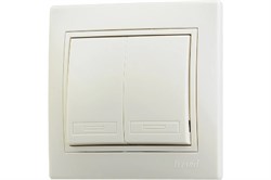 Выключатель LEZARD MIRA 701-0303-101, двухклавишный, встраиваемый, кремовый 21317 - фото 106111
