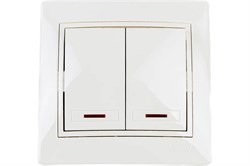 Выключатель LEZARD MIRA 701-0303-112, двухклавишный, встраиваемый, кремовый, с подсветкой 21318 - фото 106116