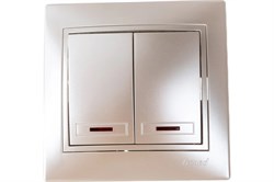 Выключатель LEZARD MIRA 701-3030-112, двухклавишный, встраиваемый, жемчужно-белый перламутр, с подсветкой 4098 - фото 106137