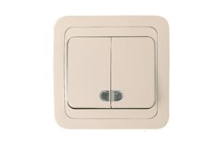 Выключатель MAKEL Mimoza 25023, двухклавишный, встраиваемый, кремовый, с подсветкой 16340 - фото 106172