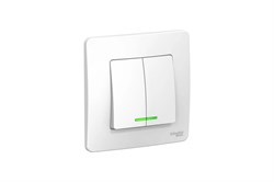 Выключатель SYSTEM ELECTRIC Blanca ВLNVA065111, двухклавишный, встраиваемый, белый, с подсветкой 41384 - фото 106182