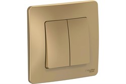 Выключатель SYSTEM ELECTRIC Blanca ВLNVS010504, двухклавишный, встраиваемый, титан 41385 - фото 106191