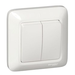 Выключатель SYSTEM ELECTRIC Прима VS5U-218-S, двухклавишный, встраиваемый, белый, с подсветкой 8292 - фото 106217