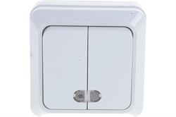 Выключатель IN HOME Boletto 7123, двухклавишный, накладной, белый, с подсветкой 47722 - фото 106369