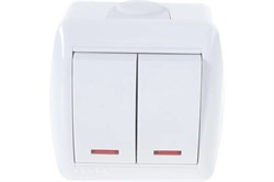 Выключатель LEZARD Ната 710-0200-112, двухклавишный, накладной, белый, с подсветкой 960 - фото 106393