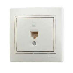Розетка компьютерная Lezard Мира, одноместная, встраиваемая, RJ-45, крем 21329 - фото 106625