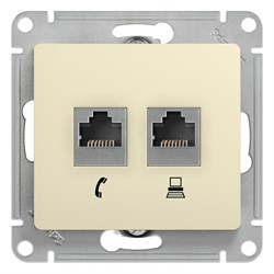 Розетка телефонная + компьютерная Systeme Electric GLOSSA GSL000285, двухместная, встраиваемая, RJ45 + RJ11, бежевый 21724 - фото 106674