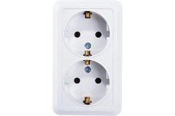Розетка IN HOME BolLeto 7128, двухместная, накладная, белая, c заземлением 47725 - фото 106725