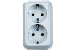 Розетка MAKEL 45182, двухместная, накладная, белая, с заземлением 25540 - фото 106777
