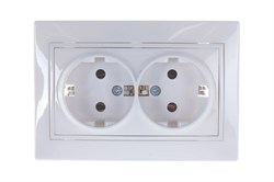 Розетка LEZARD MIRA 701-0202-127, двухместная, встраиваемая, белая, с заземлением 18430 - фото 106997