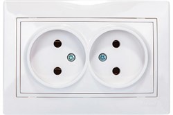 Розетка LEZARD MIRA 701-0202-128, двухместная, встраиваемая, белая, без заземления 18614 - фото 107001