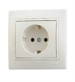 Розетка LEZARD MIRA 701-0303-122, одноместная, встраиваемая, кремовая, с заземлением 3994 - фото 107010