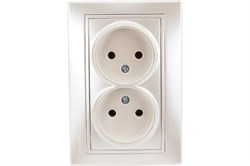Розетка LEZARD MIRA 701-3030-128, двухместная, встраиваемая, жемчужно-белый перламутр, без заземления 8812 - фото 107038
