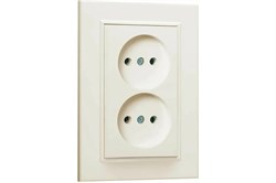 Розетка MAKEL Karea 56001017, двухместная, встраиваемая, кремовая, без заземления 54528 - фото 107044