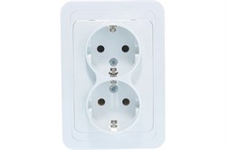 Розетка MAKEL Mimoza 12082, двухместная, встраиваемая, белая, с заземлением 11050 - фото 107058