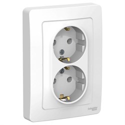 Розетка SYSTEM ELECTRIC Blanca ВLNRS001021, двухместная, встраиваемая, белая, с заземлением 41402 - фото 107099
