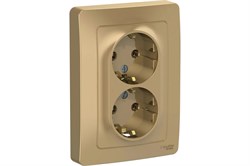 Розетка SYSTEM ELECTRIC Blanca ВLNRS001024, двухместная, встраиваемая, титан, с заземлением 41805 - фото 107103