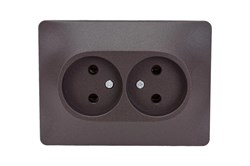 Розетка SYSTEM ELECTRIC Glossa GSL000820, двухместная, встраиваемая, шоколад, без заземления 32635