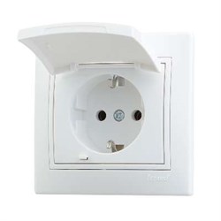 Розетка стационарная LEZARD MIRA 701-0202-123, одноместная, 16А, 250В, IP20, встраиваемая, белый, с заземлением, с защитной крышкой 7145 - фото 107330