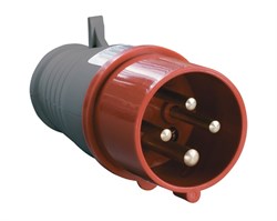 Вилка прямая IEK 014, 3Р+Е, 16А, 380В, IP44, с заземлением, переносная, красная 4138 - фото 107471