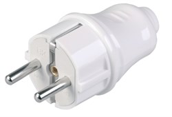 Вилка прямая IEK EVP-10-16-01-К01, 16А, 250В, IP20, с заземлением, АБС-пластик, белая 33089 - фото 107480