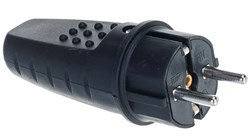 Вилка прямая UNIVersal 602227, 2Р+РЕ, 16А, 220-240В, IP44, с заземлением, каучук, черная 51060 - фото 107561
