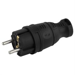 Вилка прямая ЭРА V8-B-IP44 Б0044540, 16А, 220-230В, IP44, с заземлением, каучук, черная 65752 - фото 107609
