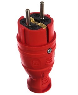 Вилка прямая ЭРА V8-RED-IP44 Б0044547, 16А, 250В, IP44, с заземлением, каучук, красная 67607 - фото 107612