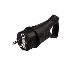 Вилка угловая Smartbuy SBE-16-P08-R, 2P+PE, 16A, 230В, IP44, с заземлением, с кольцом, каучук, черная 52648 - фото 107724