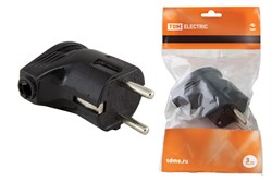 Вилка угловая TDM 1806-0008, 16А, 250В, IP20, с заземлением, черная 20979 - фото 107730