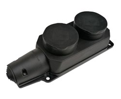 Колодка для удлинителя IN HOME ASD 9322 2P+PE, 220В, двухместная, с заземлением, с заглушками, каучук, черная 62430 - фото 110314