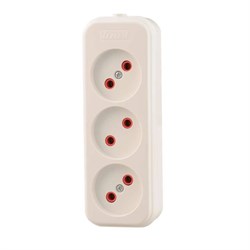 Колодка для удлинителя Lezard Lila, трехместная, 10А, 220-230В, IP20, без заземления, белая 20683 - фото 110319