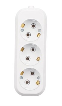 Колодка для удлинителя REXANT 11-8704, трехместная, 10А, 250В, IP20, с заземлением, белая 68428 - фото 110340