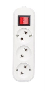 Колодка для удлинителя REXANT 11-8705, трехместная, 6А, 250В, IP20, без заземления, с выключателем, белая 68430 - фото 110343