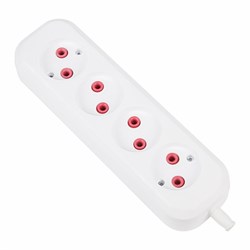 Колодка для удлинителя REXANT Эконом 11-8714, четырехместная, 10A, 220В, IP20, с заземлением, белая 56724 - фото 110363