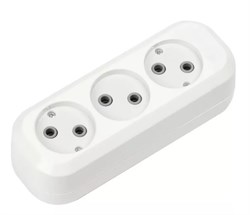 Колодка для удлинителя Smartbuy SBE-10-3-00-N, трехместная, 10А, 250В, IP20, без заземления, АБС-пластик, белая 61048