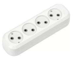 Колодка для удлинителя Smartbuy SBE-10-4-00-N, четырехместная, 10А, 250В, IP20, без заземления, АБС-пластик, белая 54465 - фото 110394