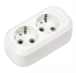 Колодка для удлинителя Smartbuy SBE-16-2-00-Z, двухместная, 16А, 250В, IP20, с заземлением, АБС-пластик, белая 44128 - фото 110397