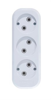 Колодка для удлинителя UNIVersal Е203, трехместная, 10А, 220В, IP20, без заземления, АВС-пластик, белая 3999 - фото 110524