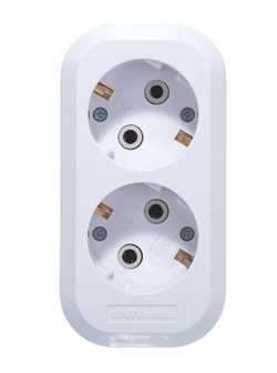 Колодка для удлинителя UNIVersal Е302, двухместная, 16А, 220В, IP20, с заземлением, АВС-пластик, белая 4083 - фото 110540